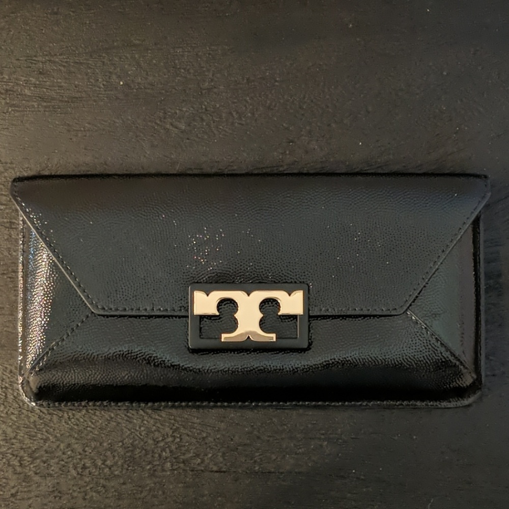 Tory Burch Gigi Caviar Leather Clutch